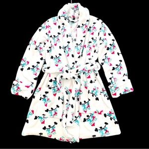 Cynthia Rowley Super Soft & Fluffy White Robe Owl Print Tie Front Robe